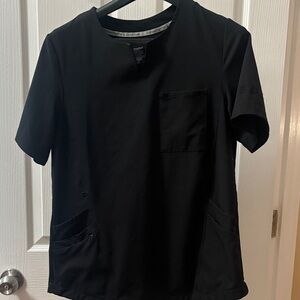 LadiesBlack Short Sleeve Scrub Top